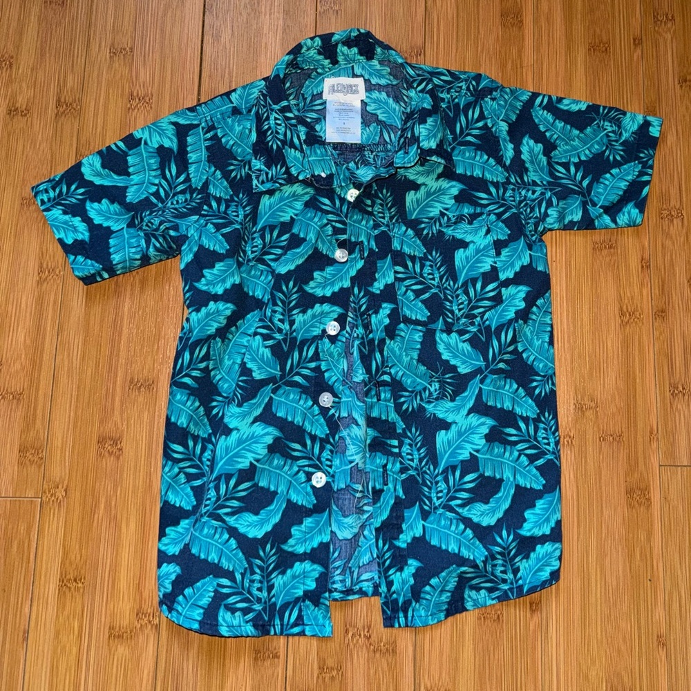 Kids Tropical Blue Leaf Print Shirt